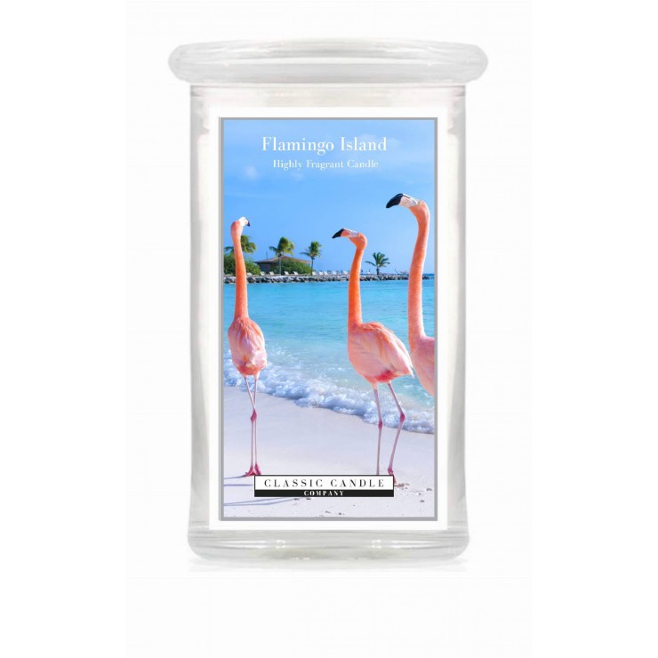 Große Flamingo Island Classic Kerze