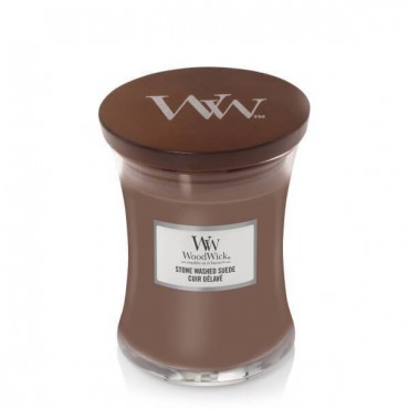 Medium Stone Washed Suede Woodwick Kerze