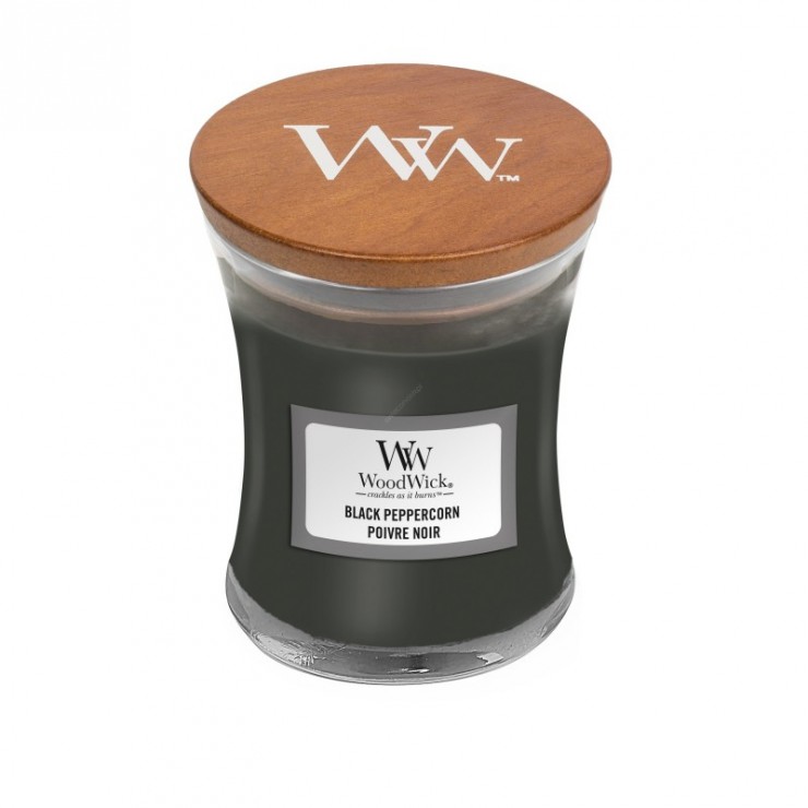 Kleine Woodwick-Kerze mit schwarzem Pfefferkorn