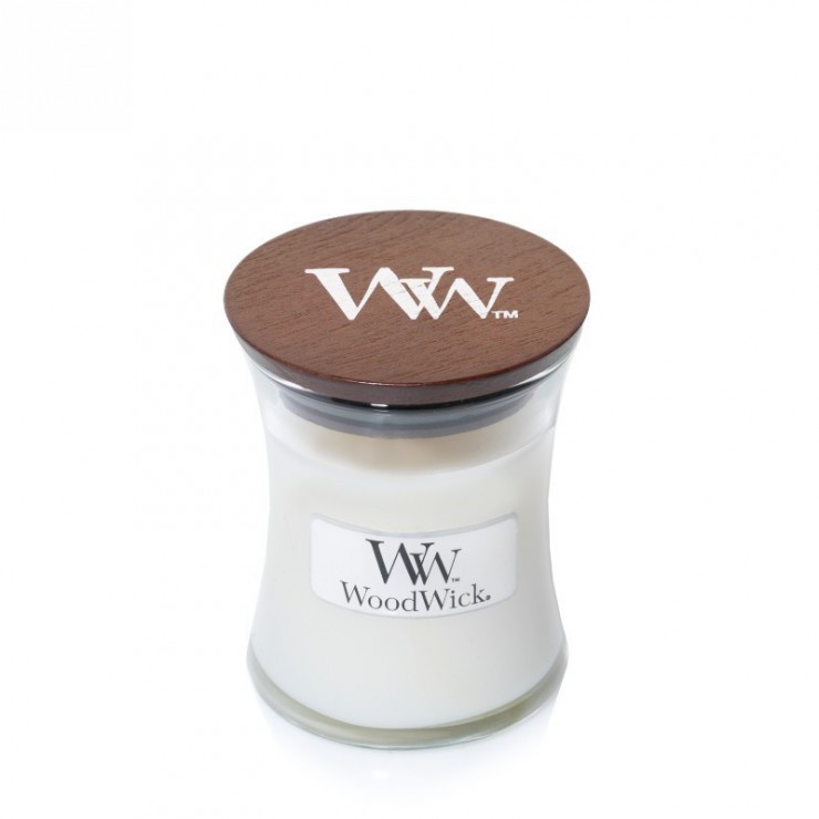Kleine White Honey Woodwick Kerze