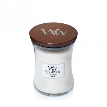 Medium Linen Woodwick Kerze