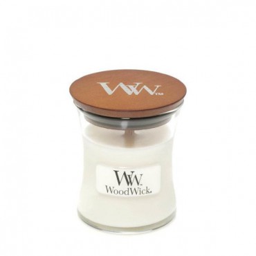 Kleine White Teak Woodwick Kerze