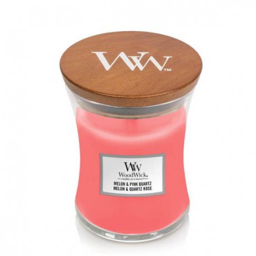 Medium Melone & Rosa Quarz Woodwick Kerze