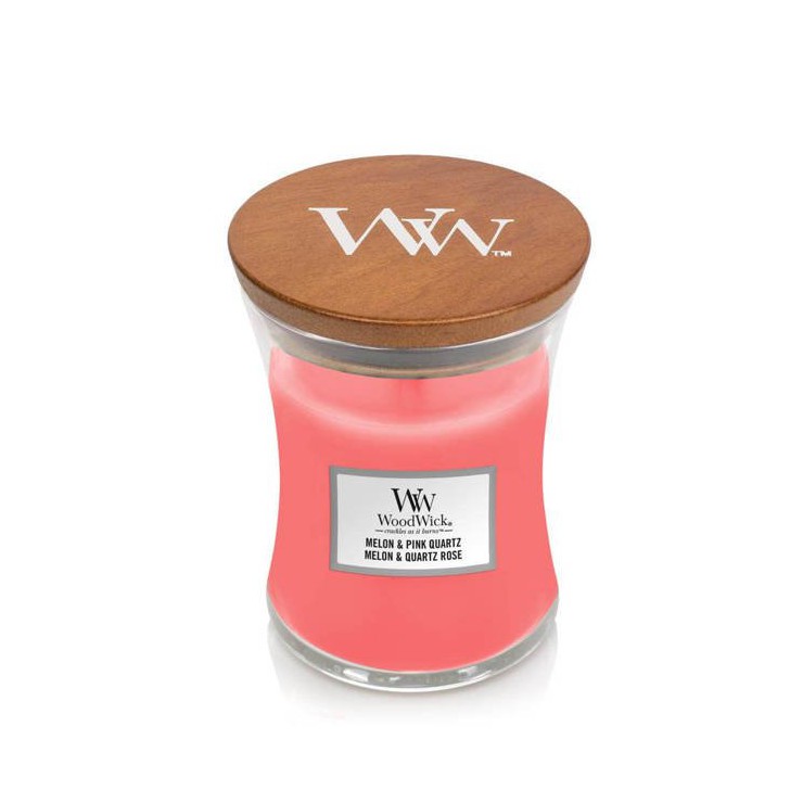 Medium Melone & Rosa Quarz Woodwick Kerze