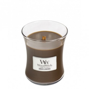 Medium Amber & Weihrauch Woodwick Kerze
