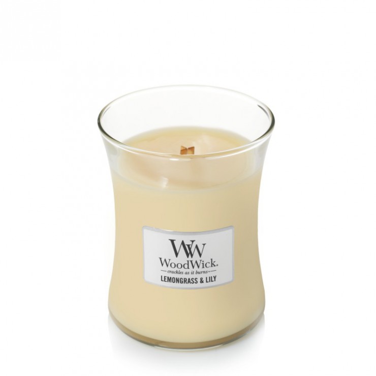 Medium Lemongrass & Lily Woodwick Kerze