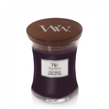 Medium Velvet Tobacco Woodwick Kerze