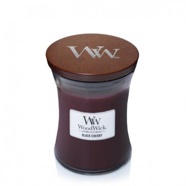 Black Cherry Woodwick mittelgroße Kerze