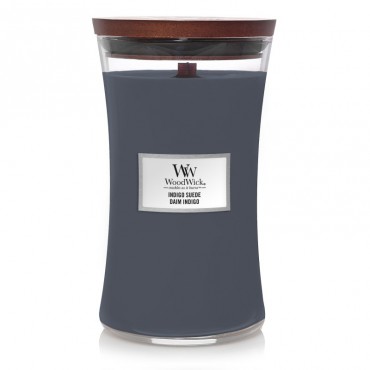 Große Indigo Wildleder WoodWick Kerze