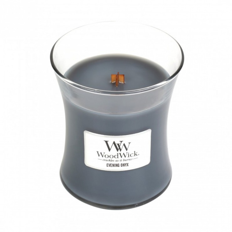 Medium Evening Onyx Woodwick Kerze