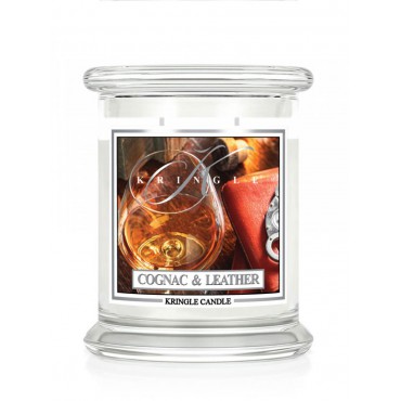 Medium Cognac & Leder Kringle Kerze