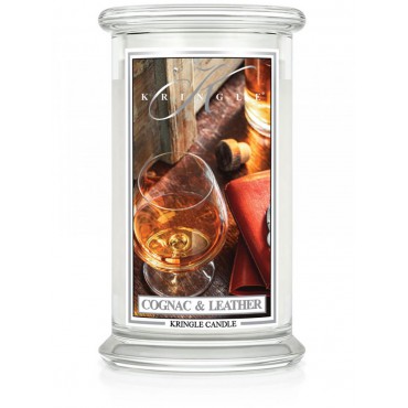 Große Cognac & Leder Kringle Kerze