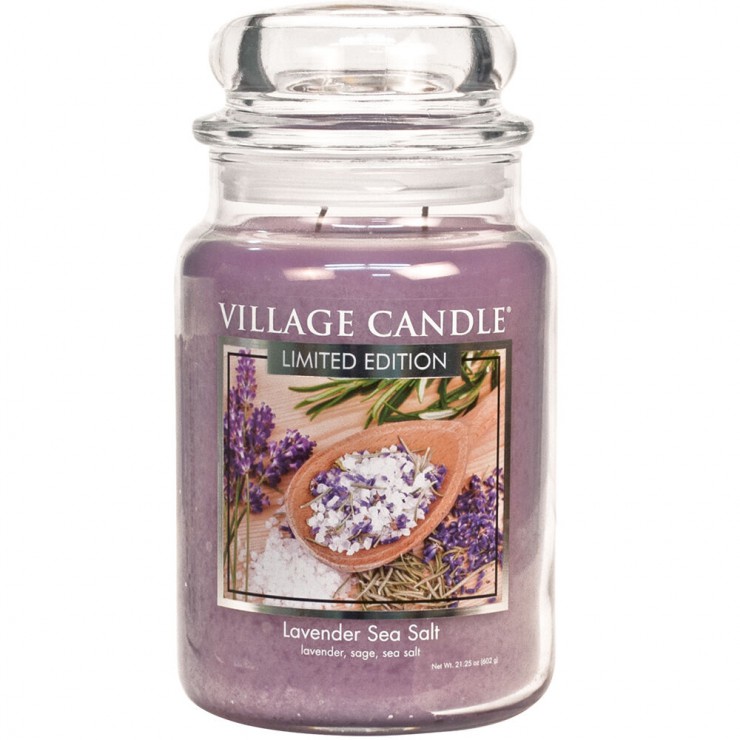 Große Lavendel-Meersalz-Dorfkerze