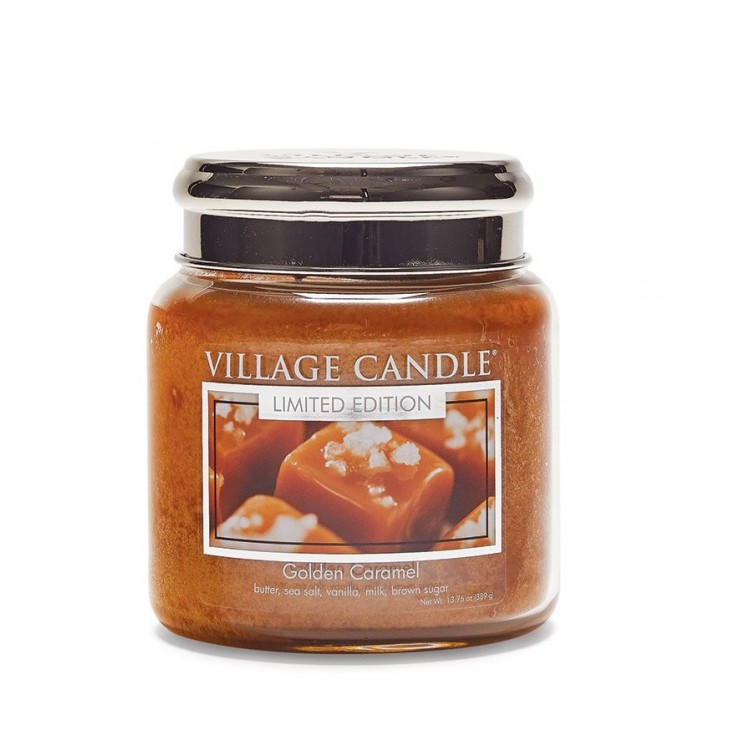 Medium Golden Caramel Village Kerze
