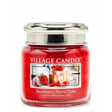 Kleine Strawberry Pound Cake Village Kerze
