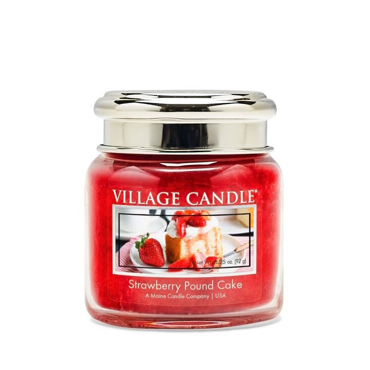 Kleine Strawberry Pound Cake Village Kerze