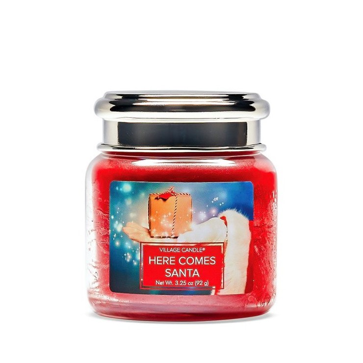 Kleine Here Comes Santa Village Kerze