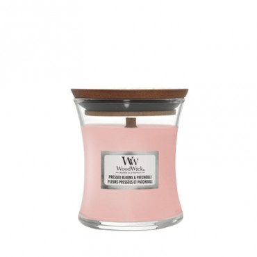 Kleine gepresste Blüten & Patchouli Woodwick Kerze