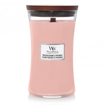 Große gepresste Blüten & Patchouli WoodWick Kerze