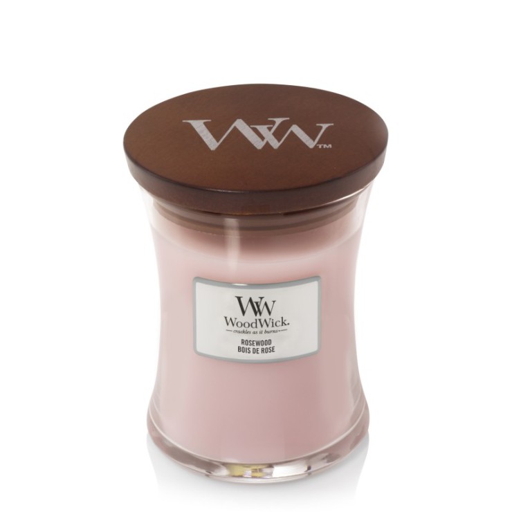 Mittelgroße Rosewood Woodwick Kerze