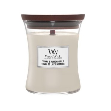 Medium Tonka & Mandelmilch Woodwick Kerze