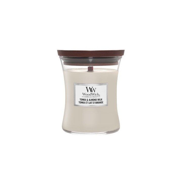 Medium Tonka & Mandelmilch Woodwick Kerze