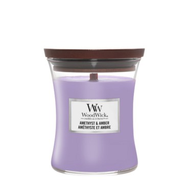 Medium Amethyst & Bernstein Woodwick Kerze