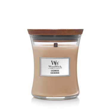 Medium Cashmere Milk Woodwick Kerze
