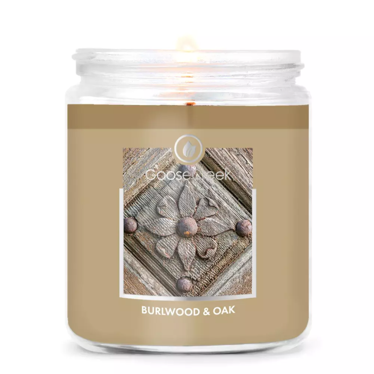 Kleine Burlwood & Oak Goose Creek Kerze
