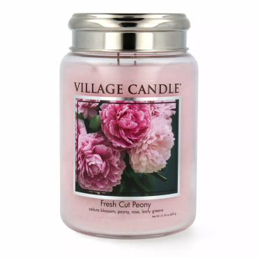 Große Fresh Cut Peony Metallic Village Kerze