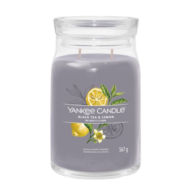 Große Kerze Signature Black Tea & Lemon von Yankee Candle
