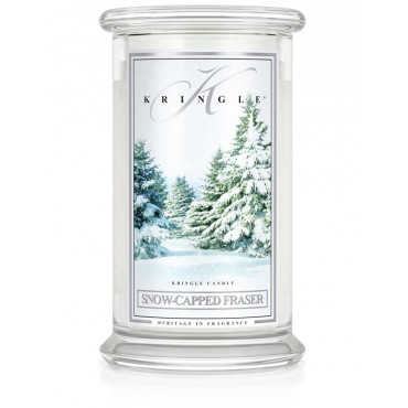 Große schneebedeckte Fraser Kringle Kerze