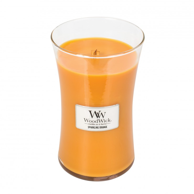 Große funkelnde Orange WoodWick Kerze