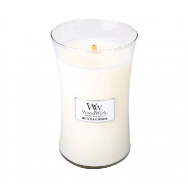 Große WoodWick-Kerze Weißer Tee & Jasmin