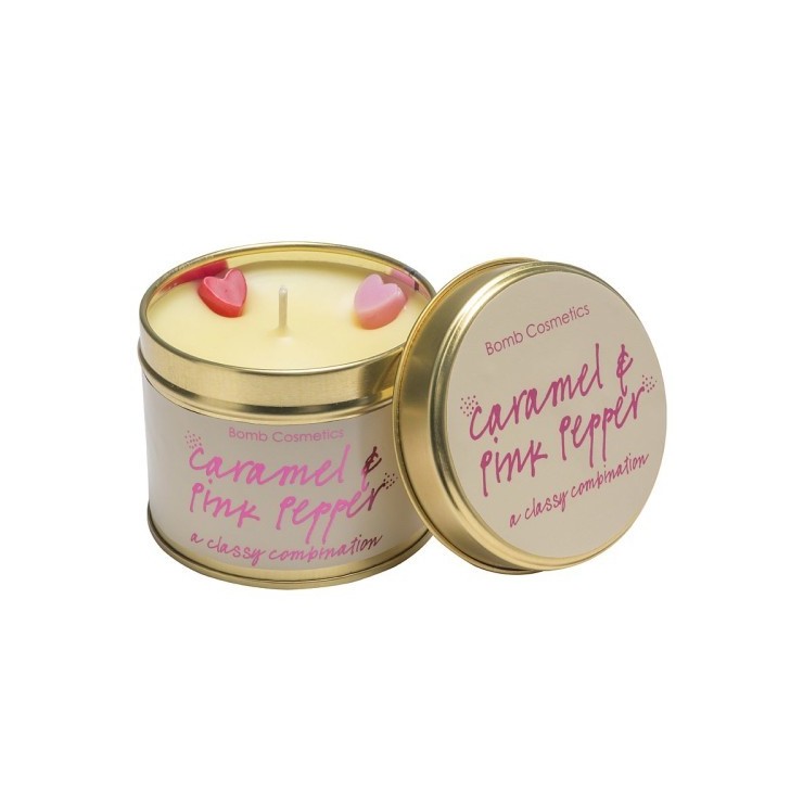 Duftkerze in der Dose Karamell mit rosa Pfeffer - Bomb Cosmetics
