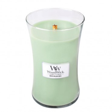 Große weiße Weidenmoos WoodWick Kerze