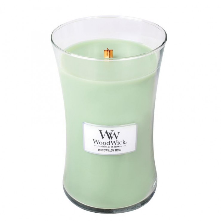 Große weiße Weidenmoos WoodWick Kerze
