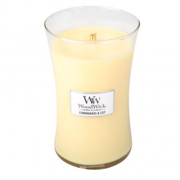 Große Lemongrass & Lilly WoodWick Kerze