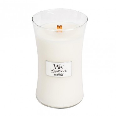 Große Weiße Teakholz WoodWick Kerze