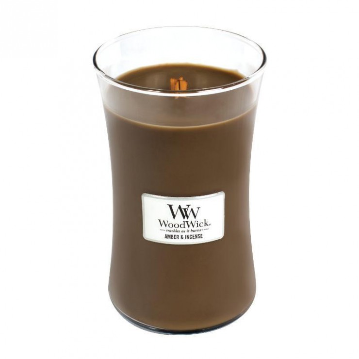 Große Amber & Weihrauch WoodWick Kerze