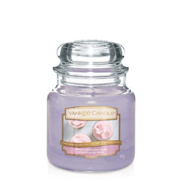 Sweet Morning Rose Yankee Candle mittelgroße Kerze