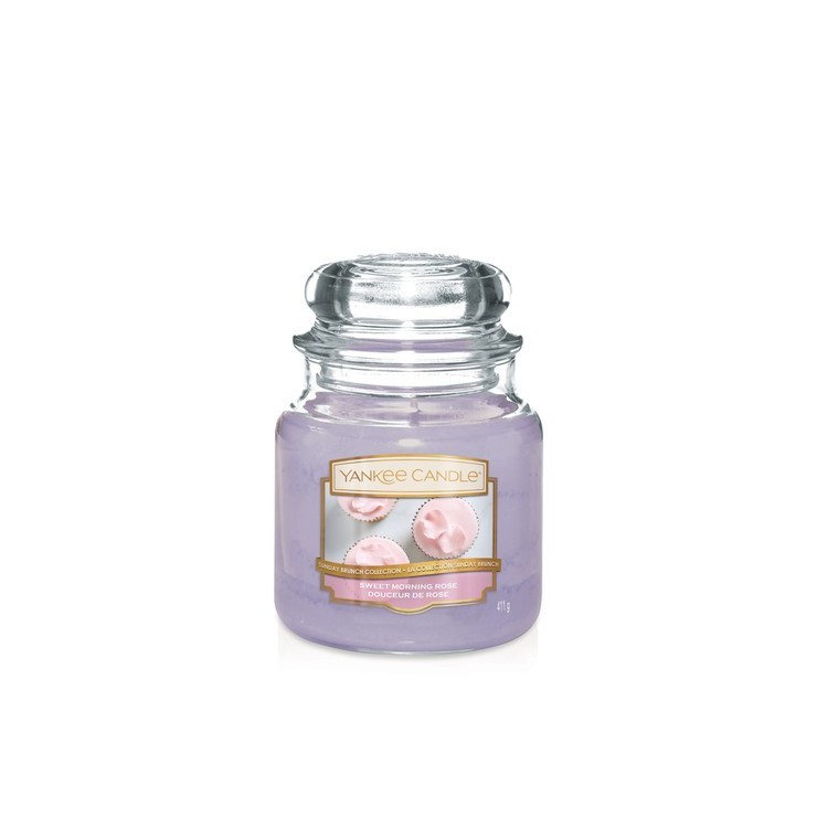 Sweet Morning Rose Yankee Candle mittelgroße Kerze