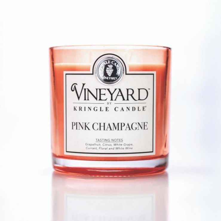 Becher Rosa Champagner Weinberg Kringle Kerze