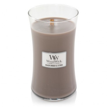 Große schwarze Amber & Zitrus WoodWick Kerze