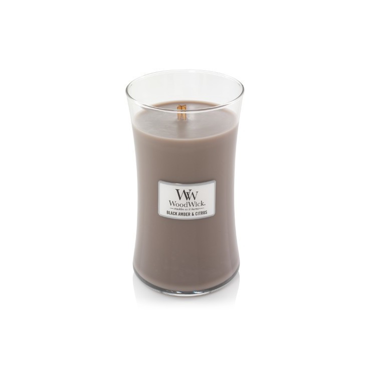 Große schwarze Amber & Zitrus WoodWick Kerze