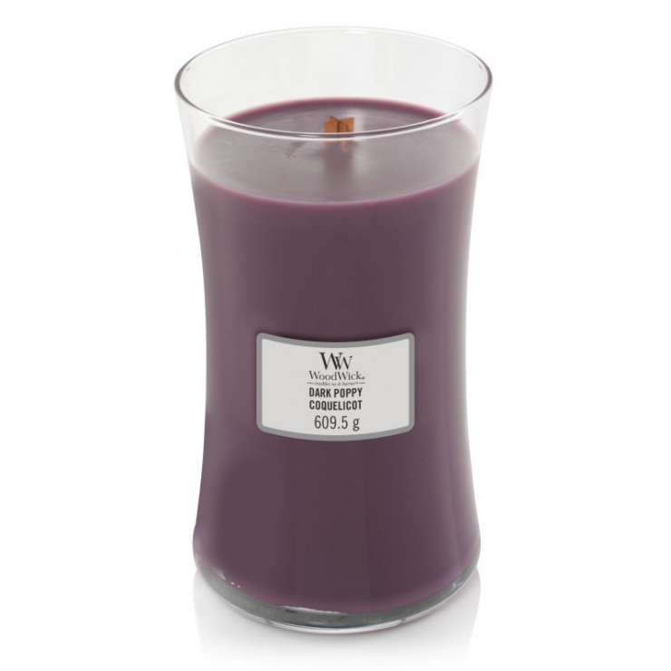 Große WoodWick-Kerze mit dunklem Mohn