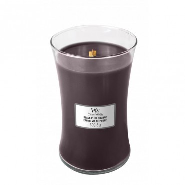 Große schwarze Pflaume Cognac WoodWick Kerze