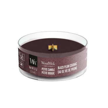 Petite Black Plum Cognac WoodWick Kerze