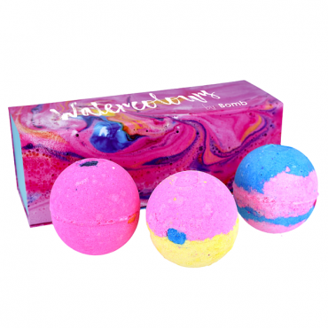 Satz von 3 Aquarellkugeln in einer dekorativen Schachtel Aquarelles Bomb Cosmetics