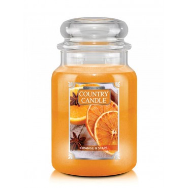 Große Orange und Sterne Land Kerze